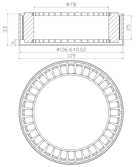 100W frameless brushless motor dimension