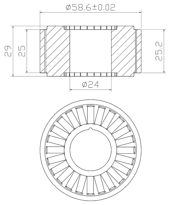 30W frameless brushless motor dimension