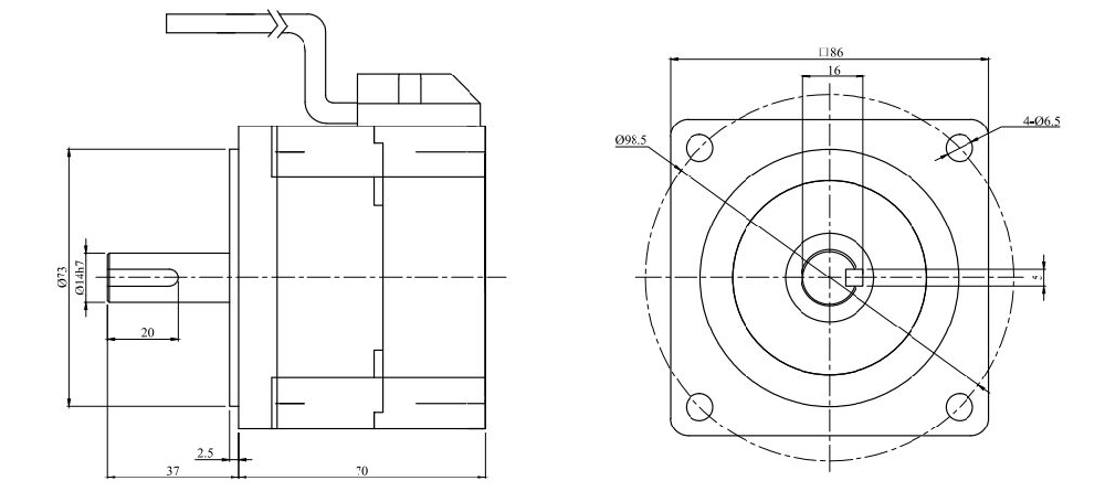 48V 300W BLDC motor dimension